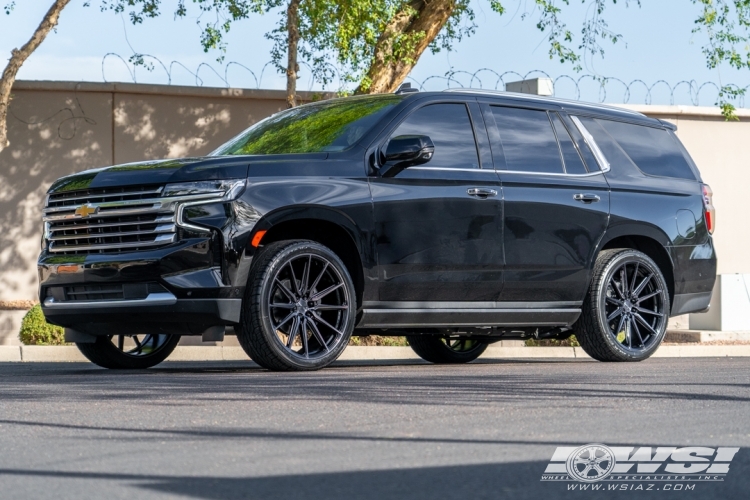 2024 Chevrolet Tahoe with 24" Vossen HF6-1 in Gloss Black Machined (Smoke Tint) wheels