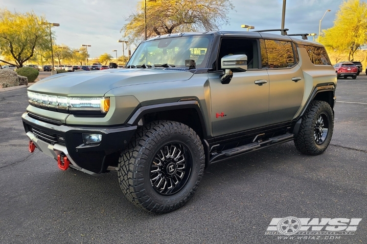 2023 Hummer Hummer EV with 22" Hostile Off Road H114 Fury in Gloss Black Milled (Blade Cut) wheels