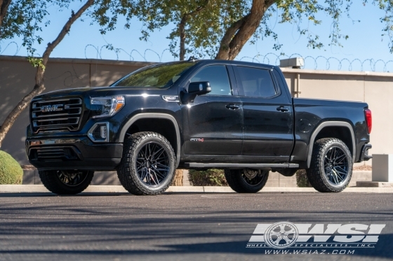 2020 GMC Sierra 1500 with 22" Vossen HF6-5 in Gloss Black Machined (Smoke Tint) wheels