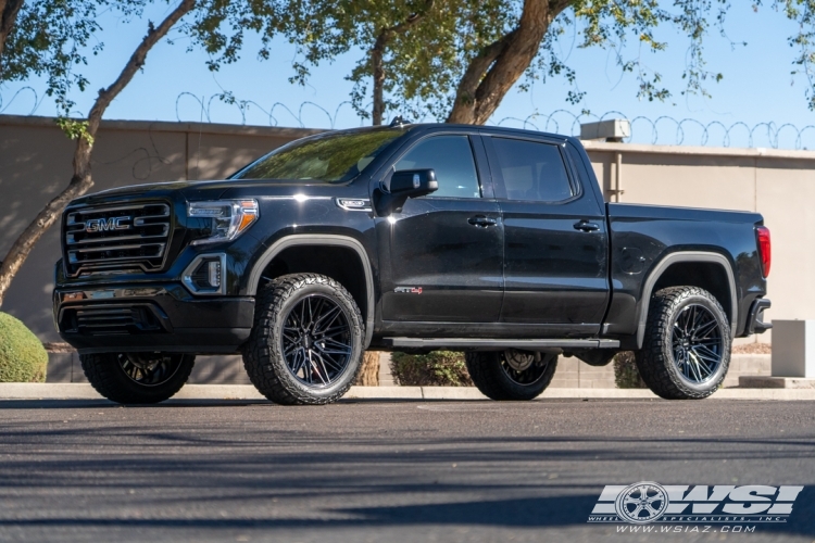 2020 GMC Sierra 1500 with 22" Vossen HF6-5 in Gloss Black Machined (Smoke Tint) wheels