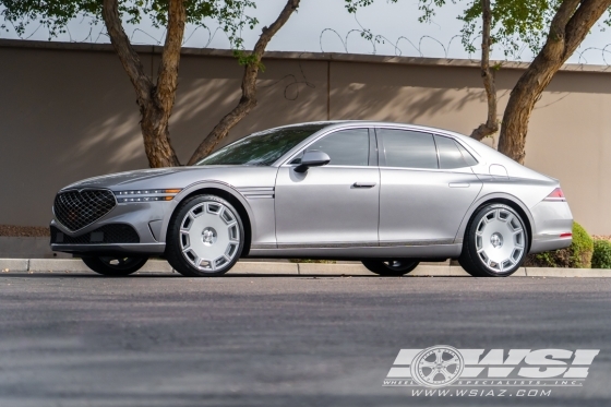 2023 Genesis G90 with 22" Koko Kuture Sicily in Silver Machined (exposed lug) wheels