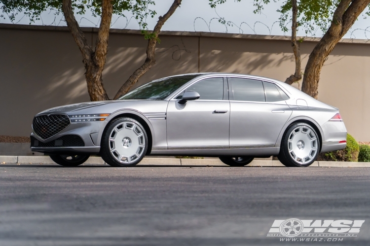 2023 Genesis G90 with 22" Koko Kuture Sicily in Silver Machined (exposed lug) wheels