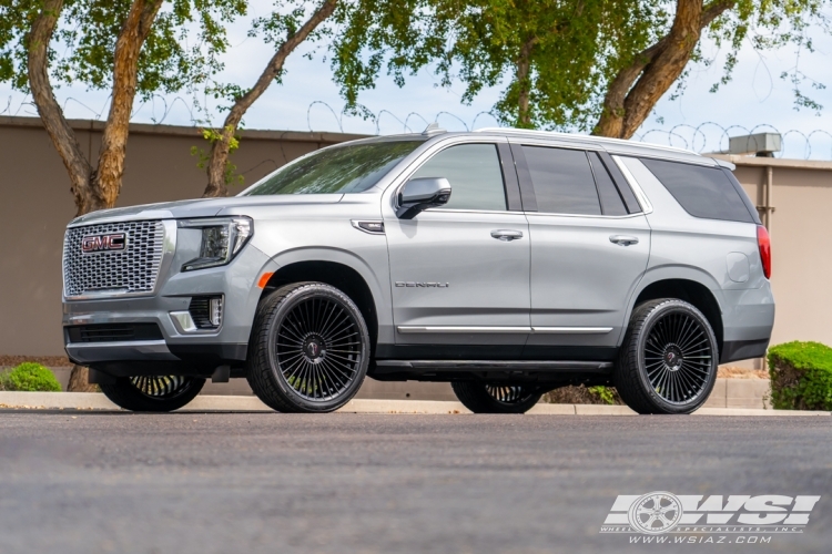 2023 GMC Yukon with 24" Gianelle Cabo in Gloss Black (exposed lug) wheels