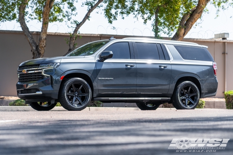 2024 Chevrolet Suburban with 22" Lexani Savage-6 in Gloss Black wheels