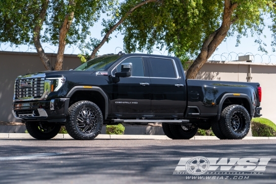 2024 GMC Sierra Dually with 20" Fuel Triton D581 in Gloss Black (Milled Accents) wheels