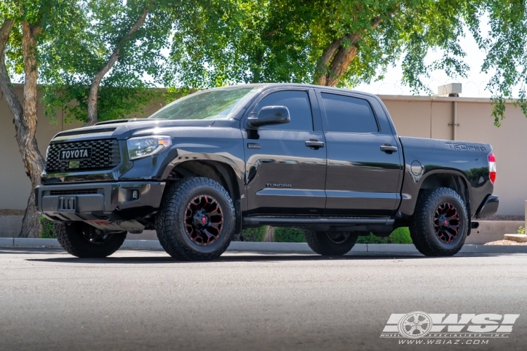 2019 Toyota Tundra with 18" Fuel Assault D787 in Matte Black Milled (Red Tint) wheels