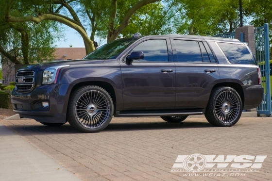 2017 GMC Yukon with 24" Niche Serene in Gloss Titanium (Brushed Face) wheels