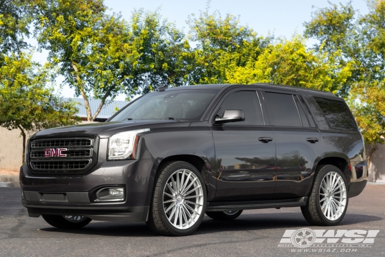 2017 GMC Yukon with 24" Vossen HFX-4 in Silver Polished wheels