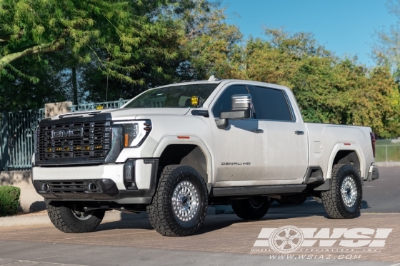 2024 GMC Sierra 3500 with 18" KMC KM552 IMS in Silver Machined (Matte Black Lip) wheels