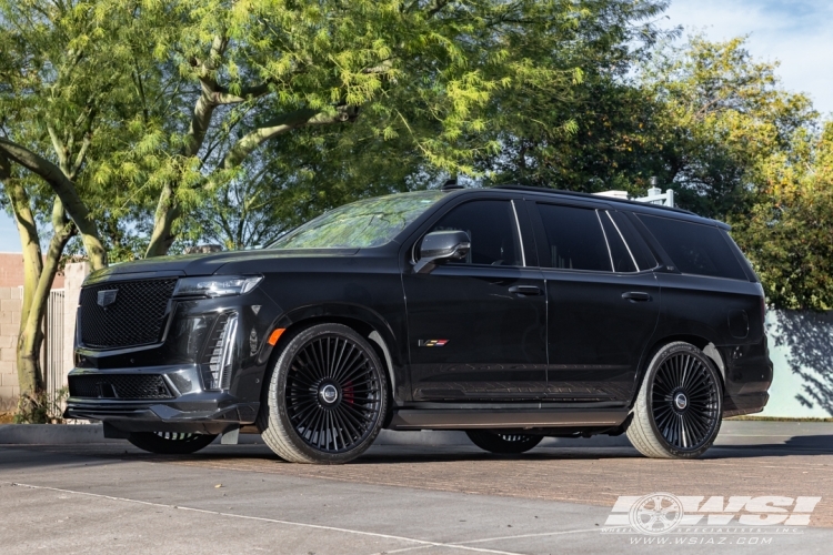 2024 Cadillac Escalade with 26" Gianelle Cabo in Gloss Black (optional covered cap) wheels