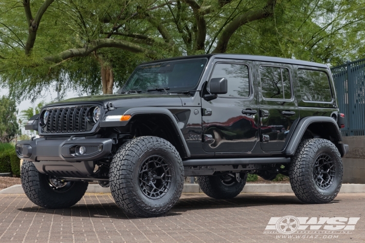 2026 Jeep Wrangler with 17" Fuel Charger in Matte Black wheels