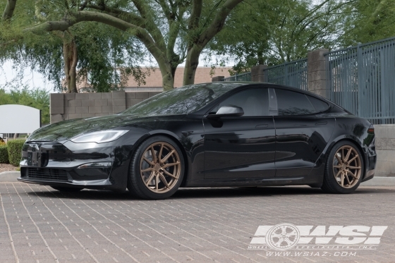 2026 Tesla Model S with 20" Vossen HF-3 in Textured Bronze (Custom Finish) wheels