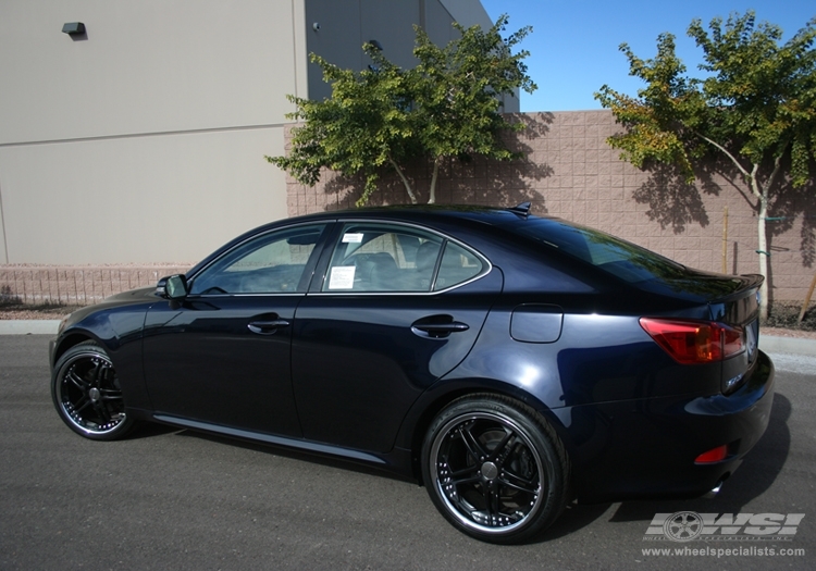 2008 Lexus IS with 19" Vossen VVS-075 in Matte Black (Stainless Lip) wheels