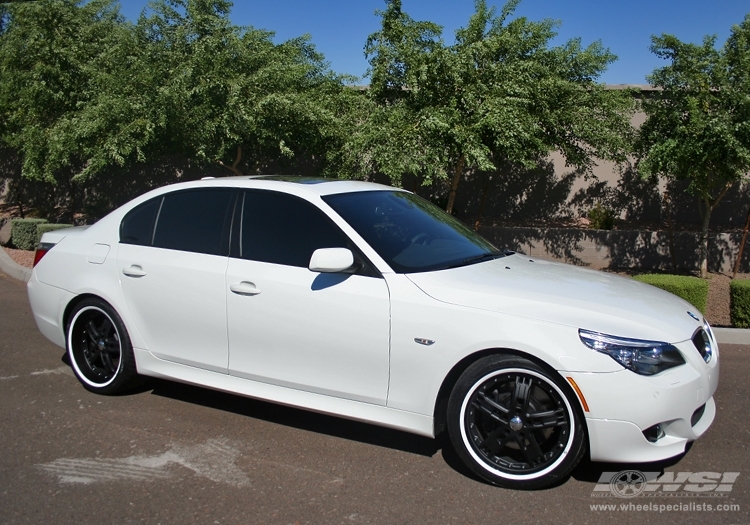 2009 BMW 5-Series with 20" Giovanna Lisbon in Matte Black wheels