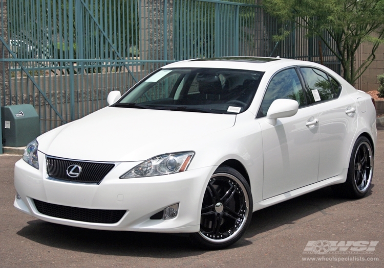 2008 Lexus IS with 19" Vossen VVS-075 in Gloss Black (Stainless Lip) wheels