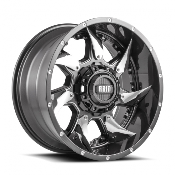 Grid Off Road GD-1 in Gloss Graphite (Milled w/ Chrome Inserts)