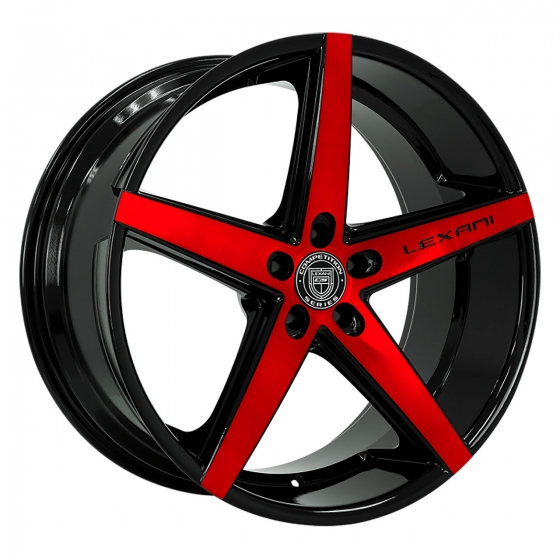 Lexani R-Four in Gloss Black Machined (Red Tinted Clear)