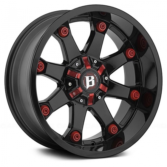 Ballistic Off Road 581-Beast in Gloss Black (Red Accents)