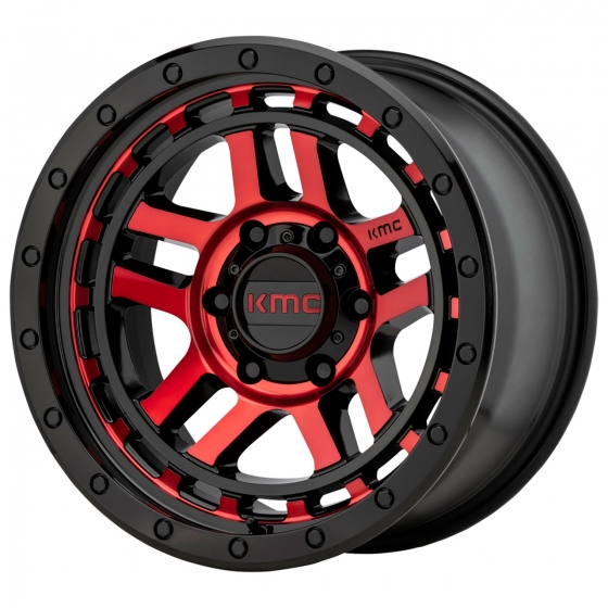 KMC KM540 Recon in Gloss Black (Machined with Red Tint)