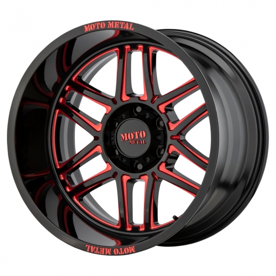 Moto Metal MO992 Folsom in Gloss Black Milled (Red Tint)