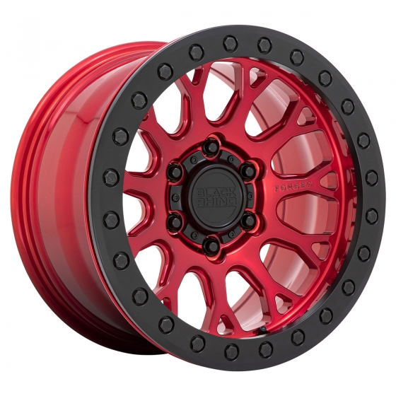 Black Rhino Baja Forged (BL) in Machined Candy Red (Black Hardware)
