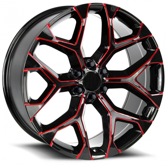 Wheel Replicas by Strada Snowflake in Gloss Black Candy Red Milled